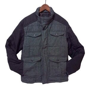 Marc Anthony Wool‎ Quilted Field Jacket Coat Mens S Ribbed Cuff Full Zip Snap